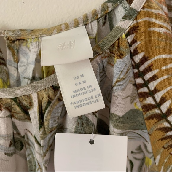 H&M Midi Tropical Palm Floral Dress - Picture 3 of 4